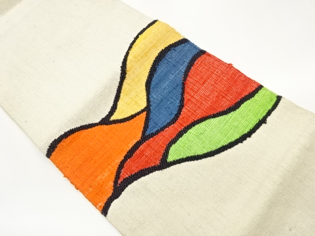 JAPANESE NAGOYA OBI / MAWATA TSUMUGI / WOVEN ABSTRACT